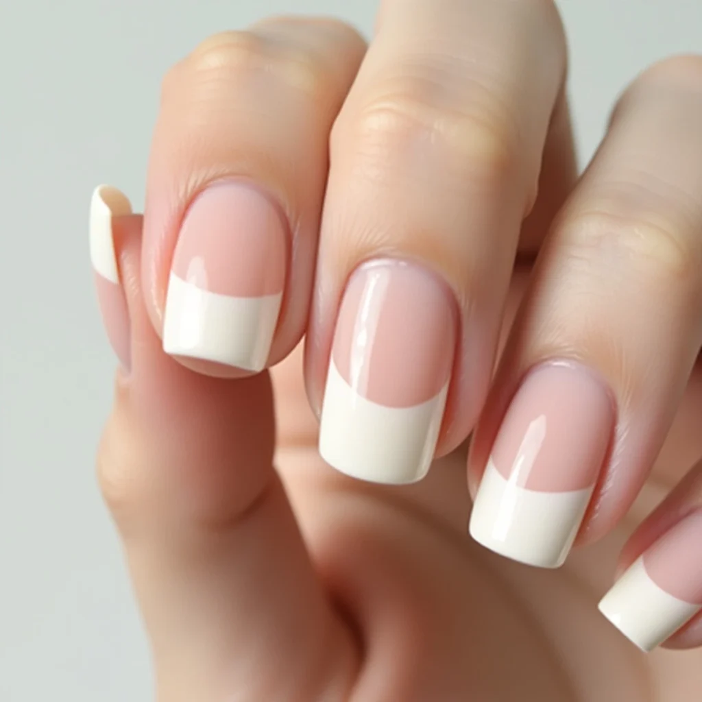 Soft vanilla French fall nails with milky base and micro tips