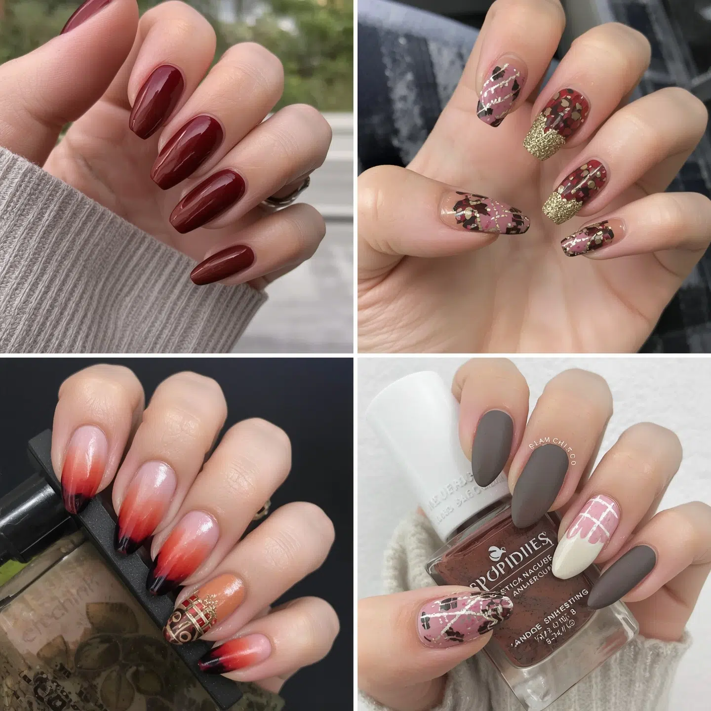 Best fall nails 2025 collage of trending fall nail designs