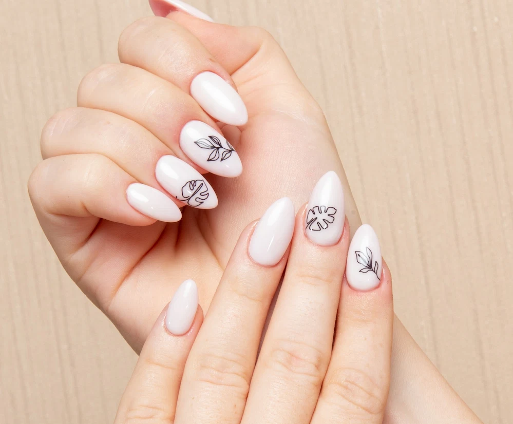 Soft vanilla French fall nails with milky base and micro tips